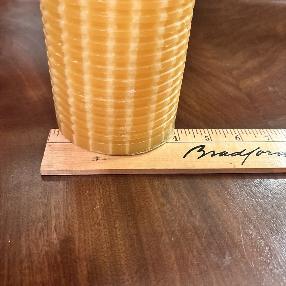 Pier 1 Imports Yellow Ribbed Pillar Candle Large 8